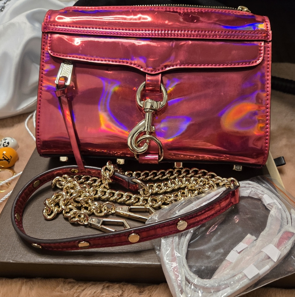 Rebecca Minkoff Mirrored Holographic Pink Crossbody Bag
